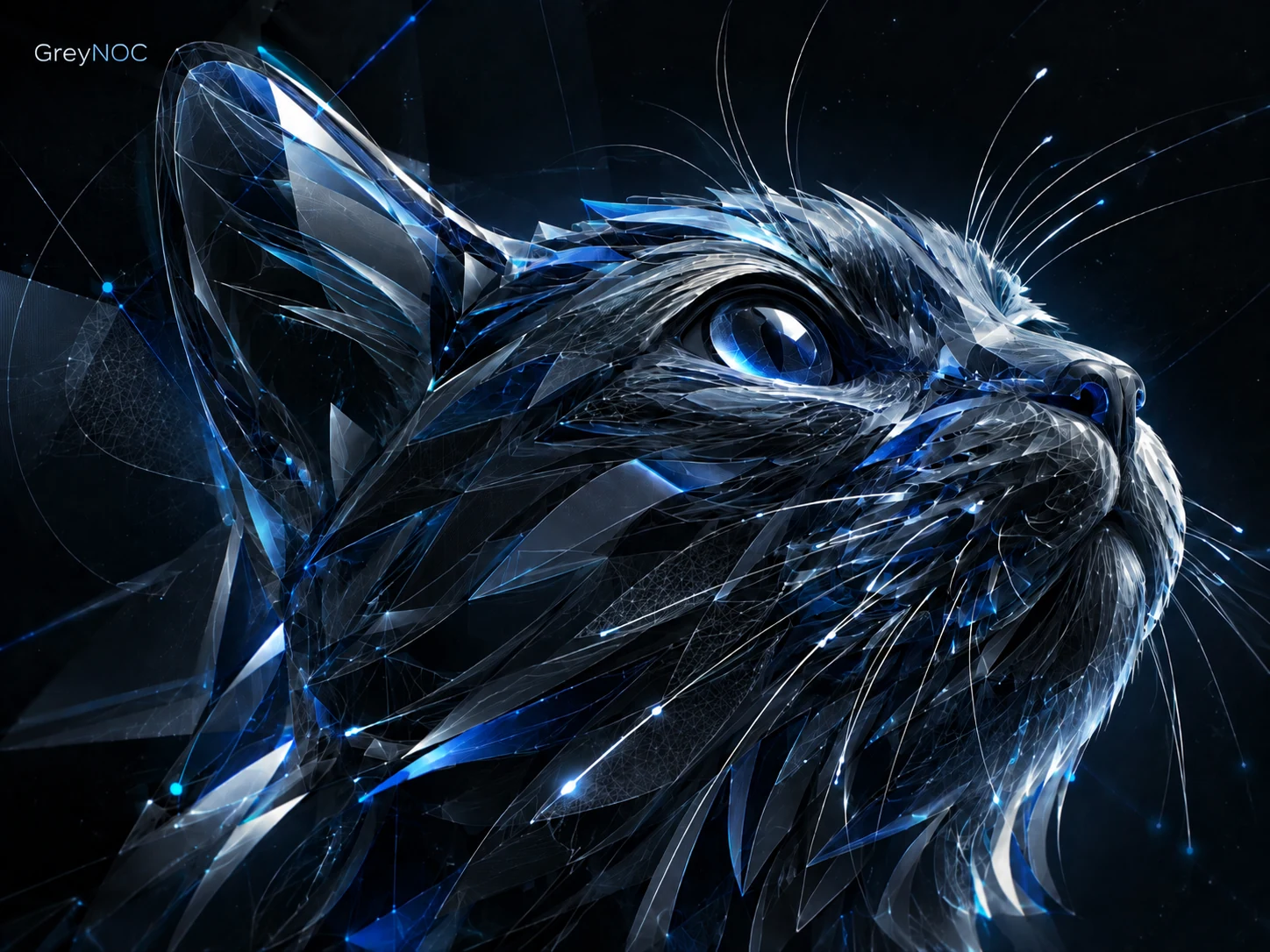 A crystalline blue GreyNOC cat